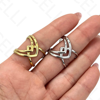 Anillo de Acero Ajustable - mini flor con brillante