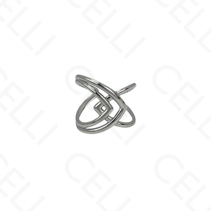 Anillo de Acero Ajustable - mini flor con brillante