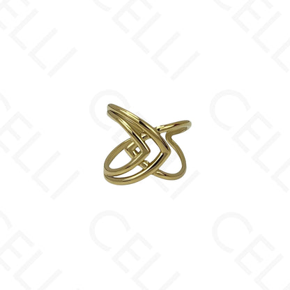 Anillo de Acero Ajustable - mini flor con brillante