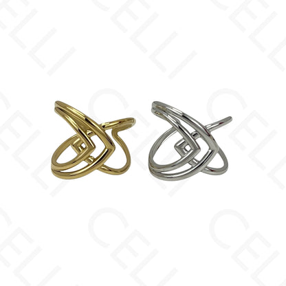 Anillo de Acero Ajustable - mini flor con brillante