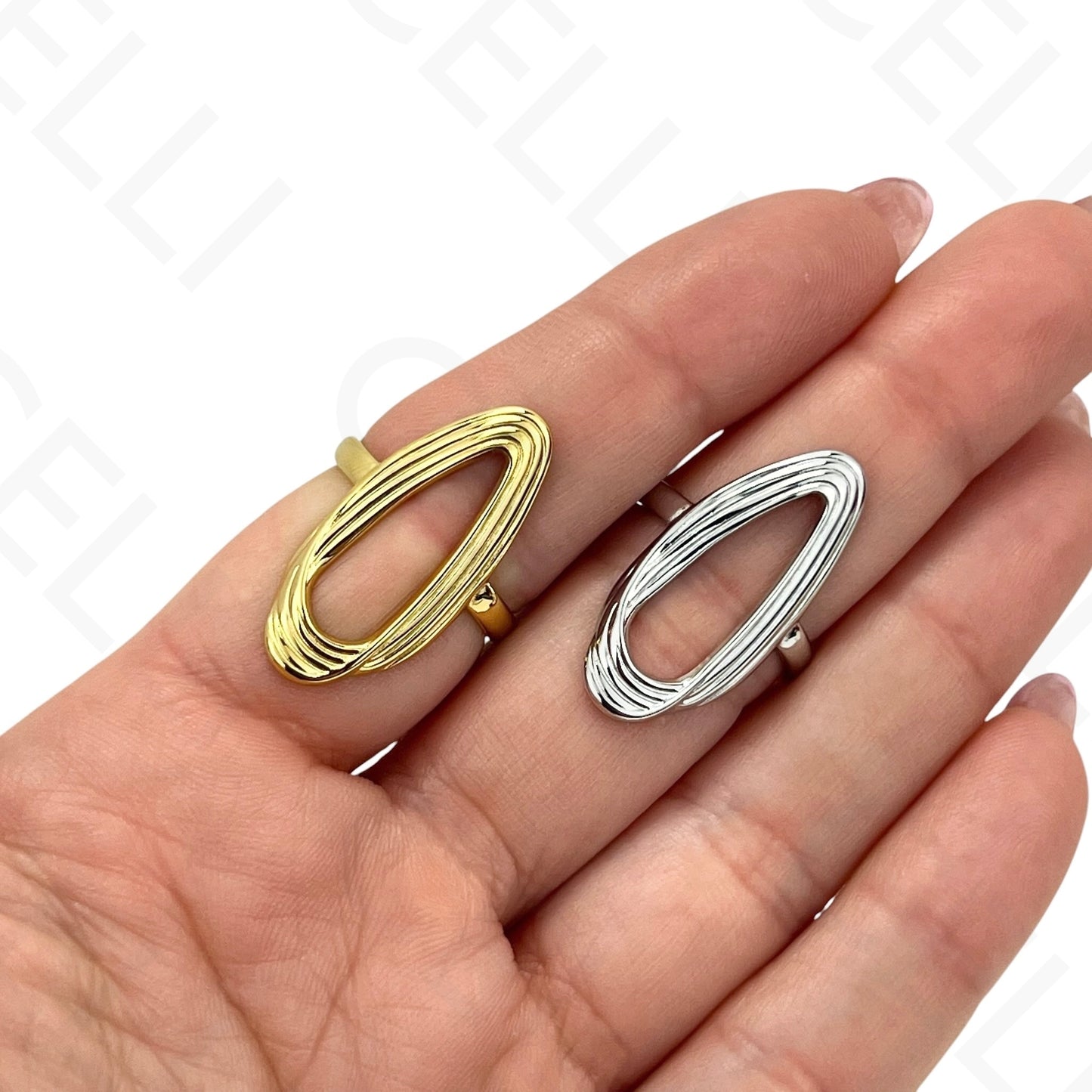 Anel de Aço Ajustável - oval irregular