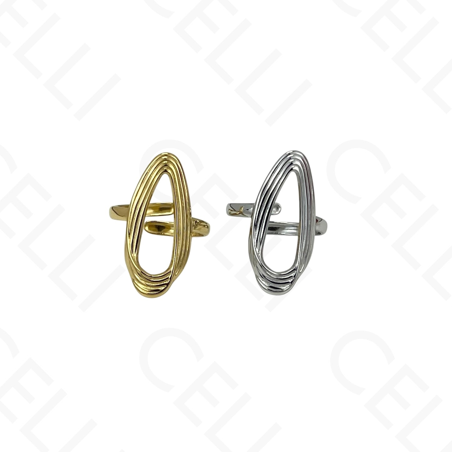 Anel de Aço Ajustável - oval irregular