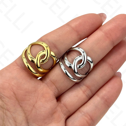 Anillo de Acero Ajustable - mini flor con brillante