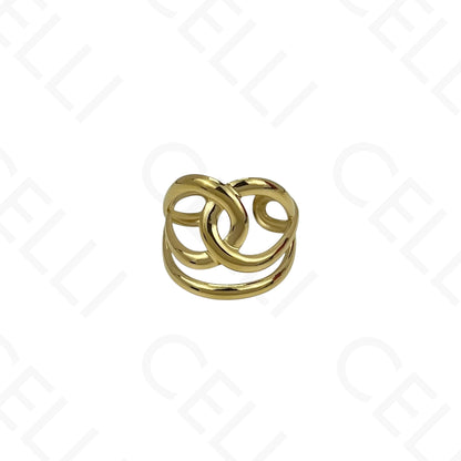 Anillo de Acero Ajustable - mini flor con brillante