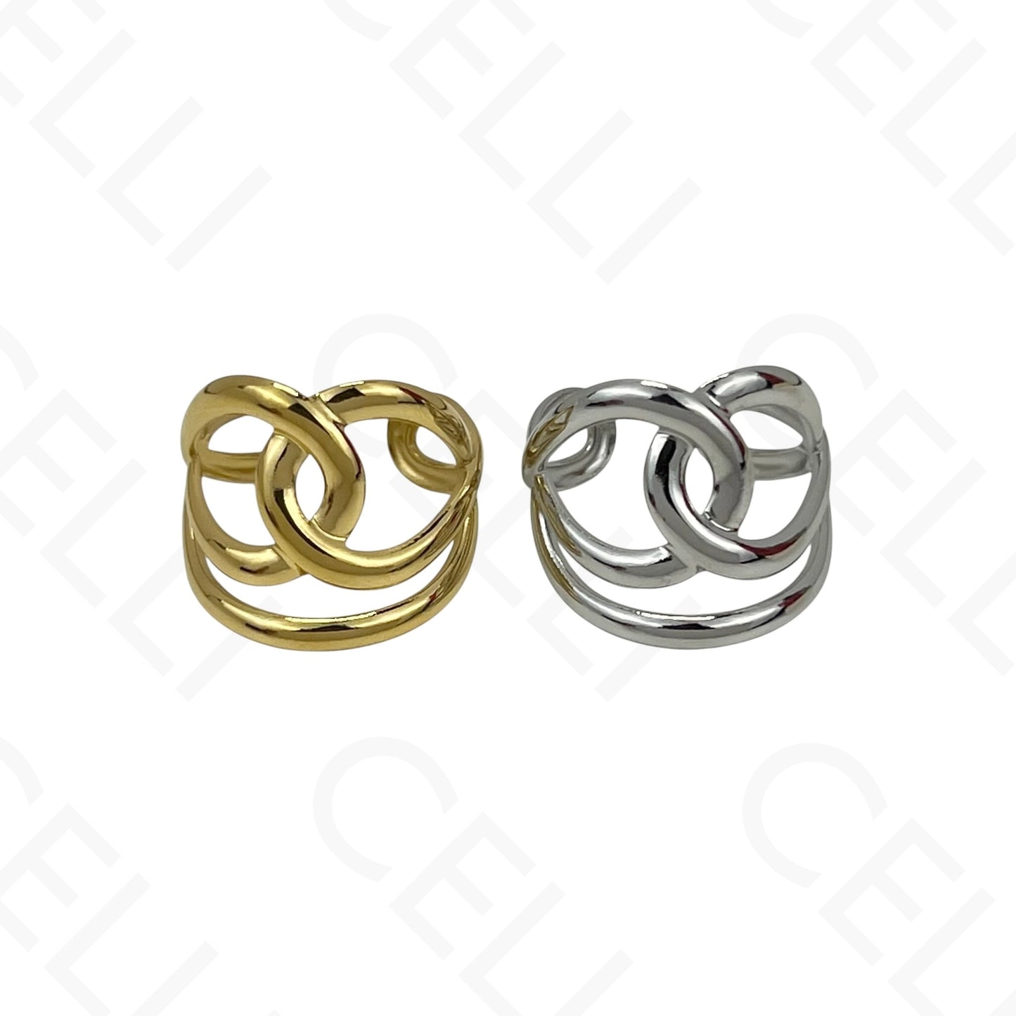 Anillo de Acero Ajustable - mini flor con brillante