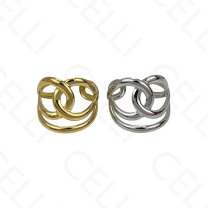 Anillo de Acero Ajustable - mini flor con brillante
