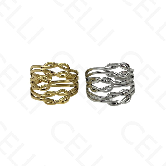 Anillo de Acero Ajustable - mini flor con brillante
