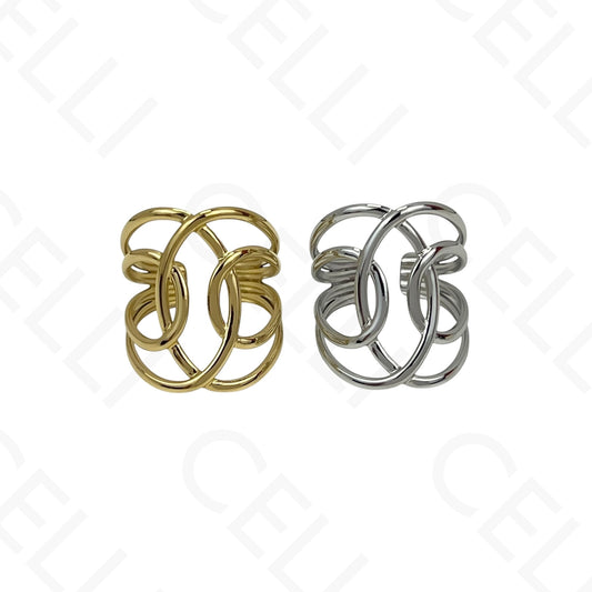 Anillo de Acero Ajustable - mini flor con brillante
