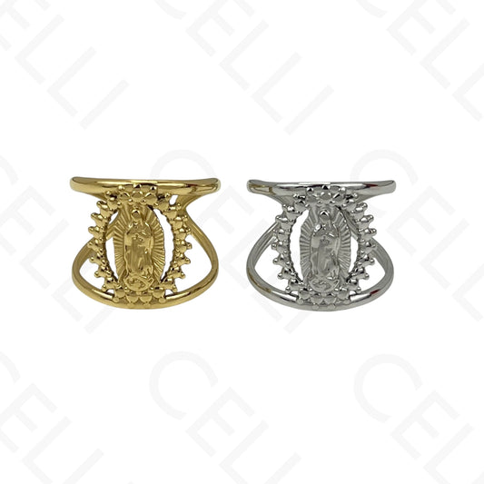 Anillo de Acero Ajustable - mini flor con brillante