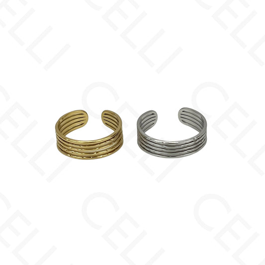 Anillo de Acero Ajustable - mini flor con brillante