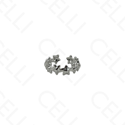 Anillo de Acero Ajustable - mini flor con brillante