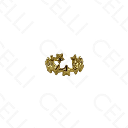 Anillo de Acero Ajustable - mini flor con brillante