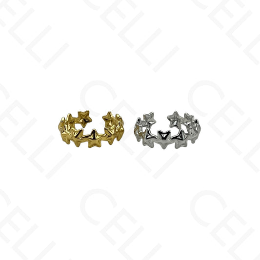 Anillo de Acero Ajustable - mini flor con brillante