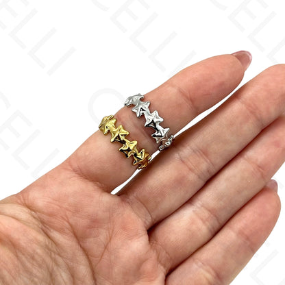 Anillo de Acero Ajustable - mini flor con brillante