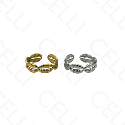 Anillo de Acero Ajustable - mini flor con brillante