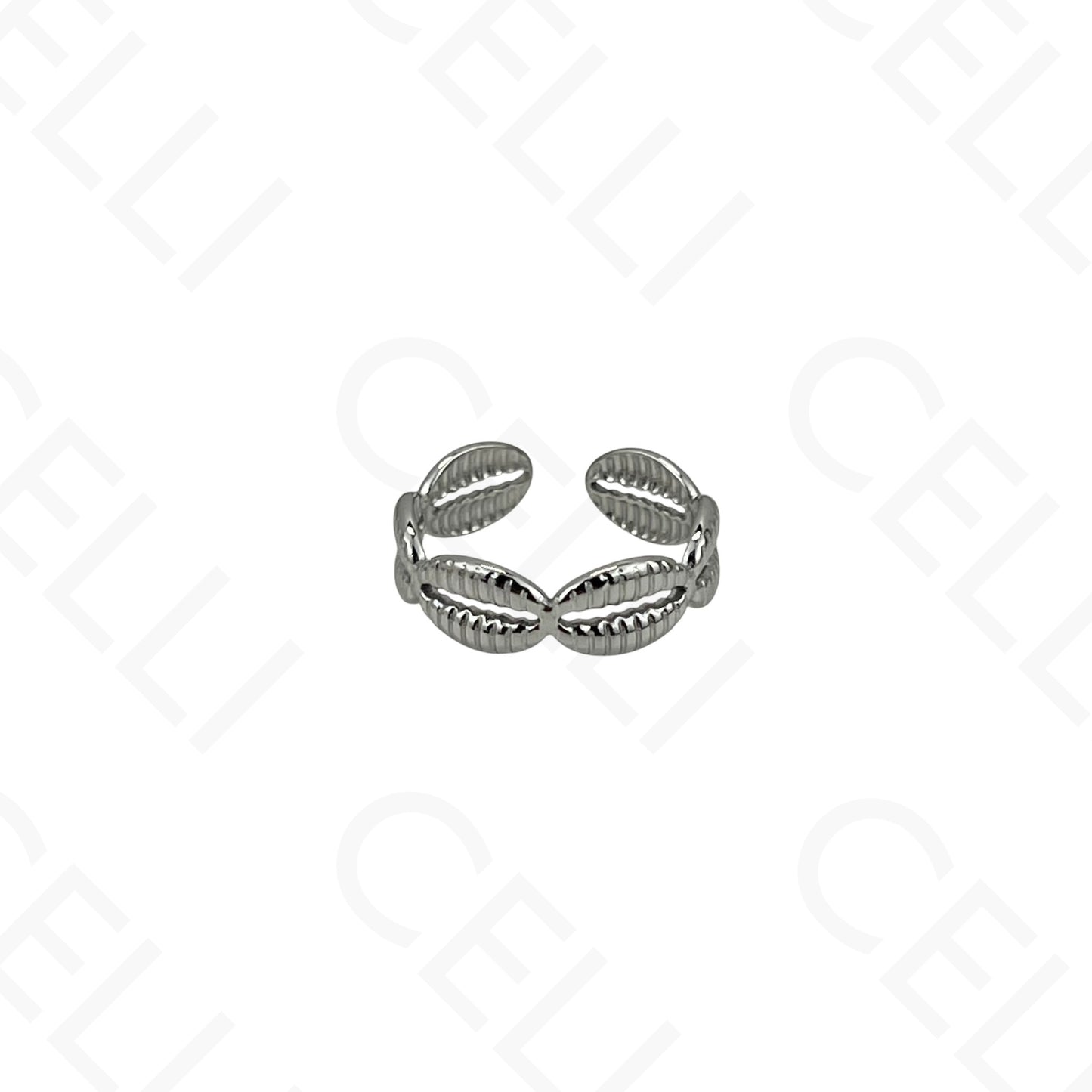 Anillo de Acero Ajustable - mini flor con brillante