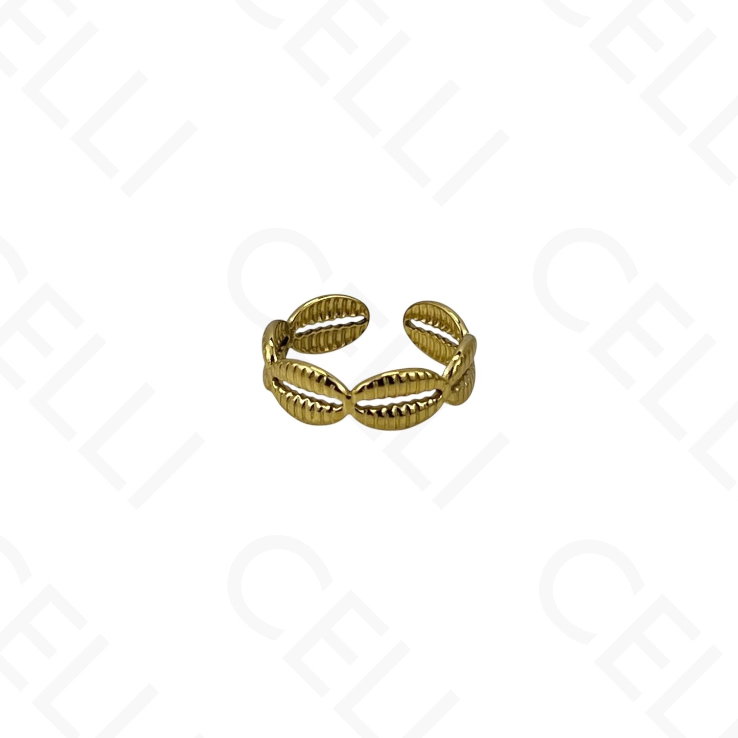 Anillo de Acero Ajustable - mini flor con brillante