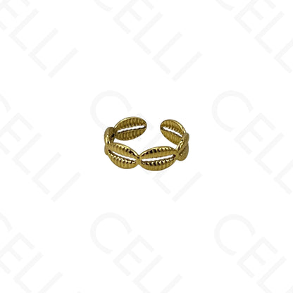 Anillo de Acero Ajustable - mini flor con brillante