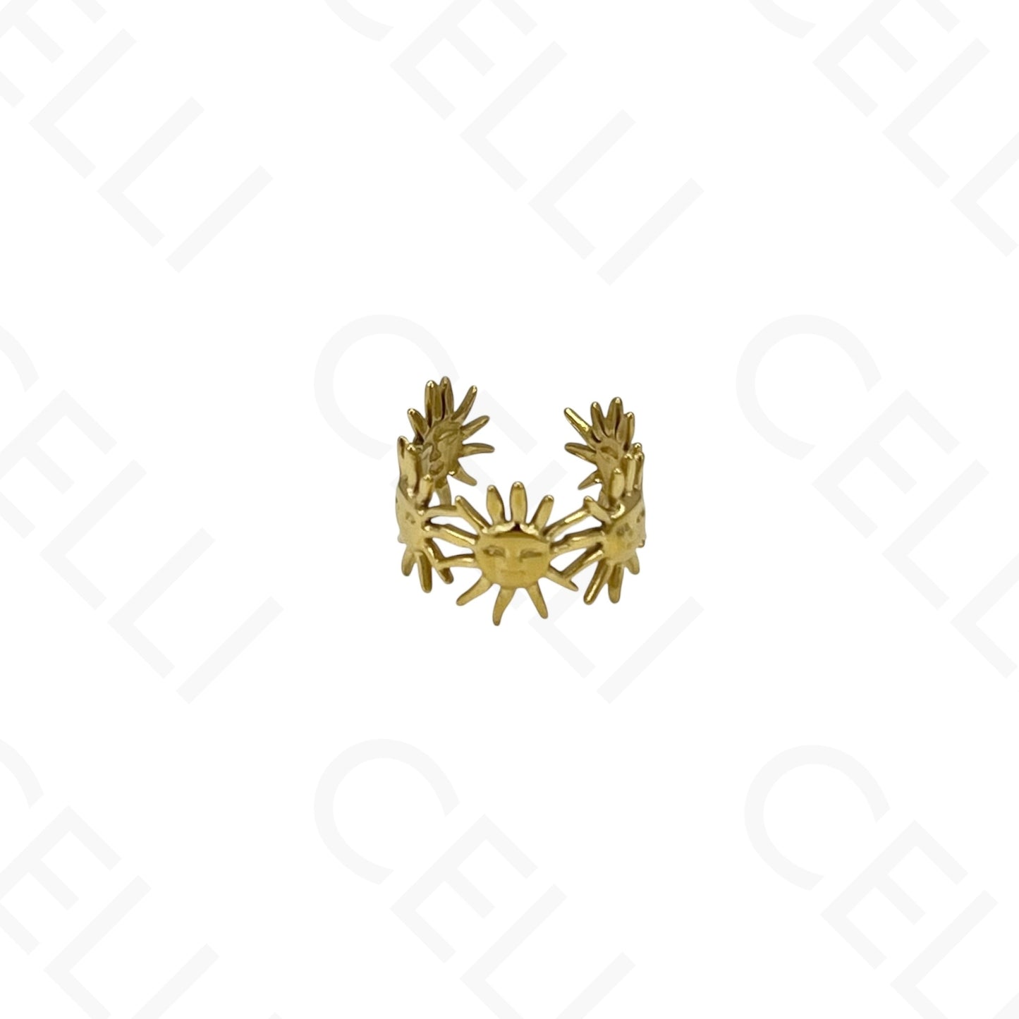 Anillo de Acero Ajustable - mini flor con brillante