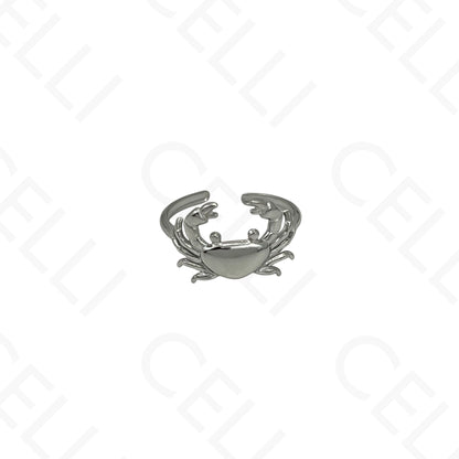 Anillo de Acero Ajustable - mini flor con brillante