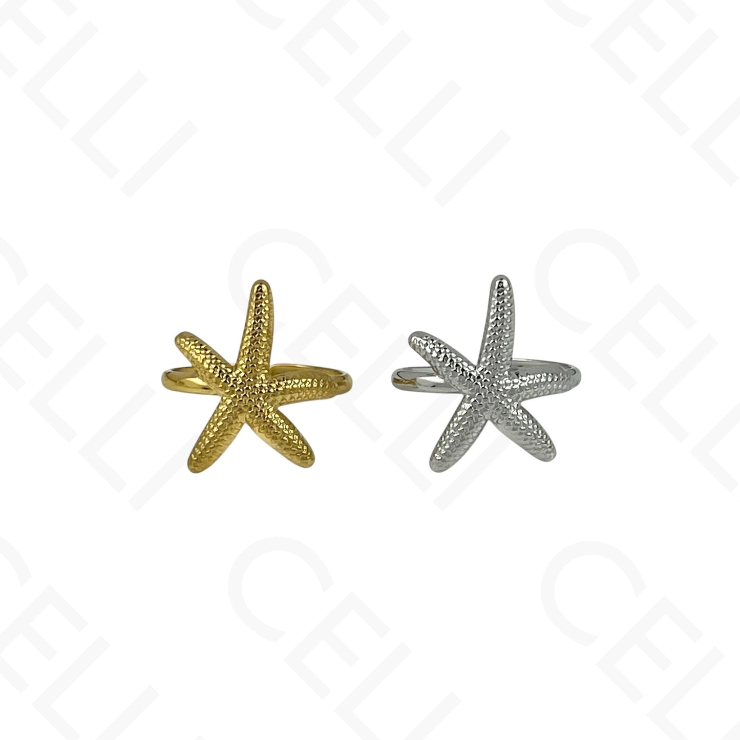 Anel de Aço Ajustável - estrela do mar