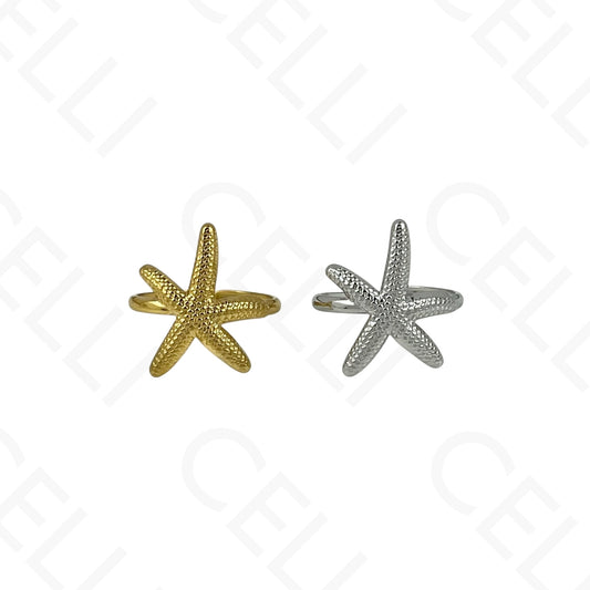 Anillo de Acero Ajustable - mini flor con brillante