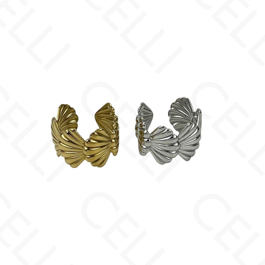 Anillo de Acero Ajustable - mini flor con brillante