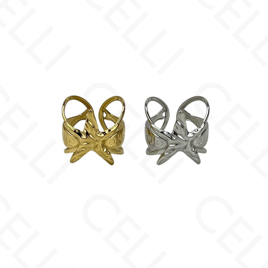 Anillo de Acero Ajustable - mini flor con brillante