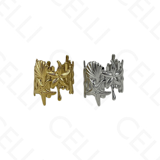 Anillo de Acero Ajustable - mini flor con brillante