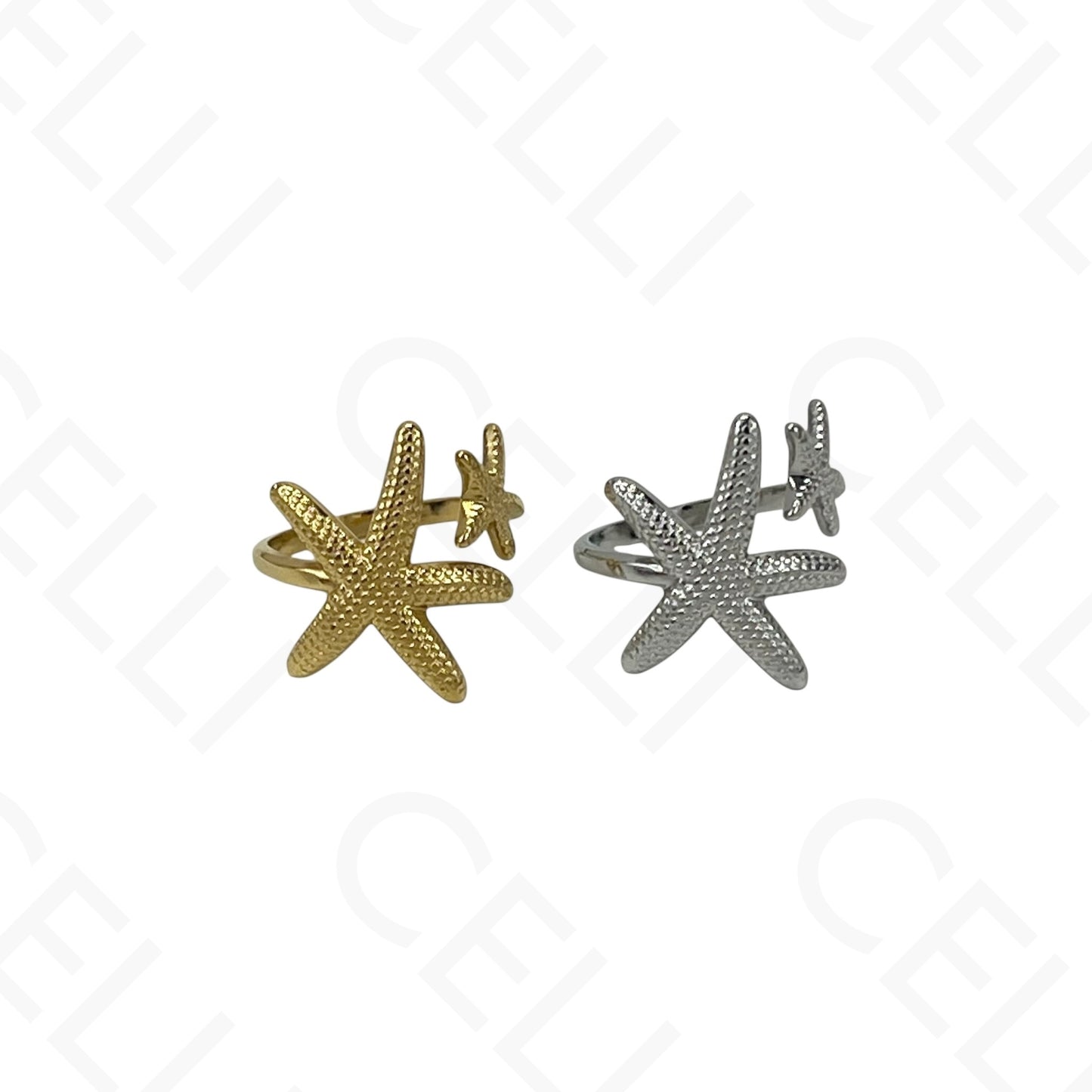 Anillo de Acero Ajustable - mini flor con brillante