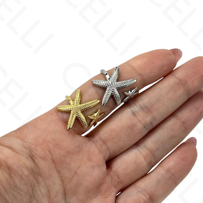 Anillo de Acero Ajustable - mini flor con brillante