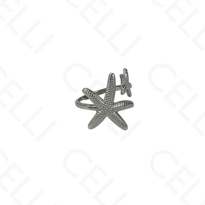 Anillo de Acero Ajustable - mini flor con brillante