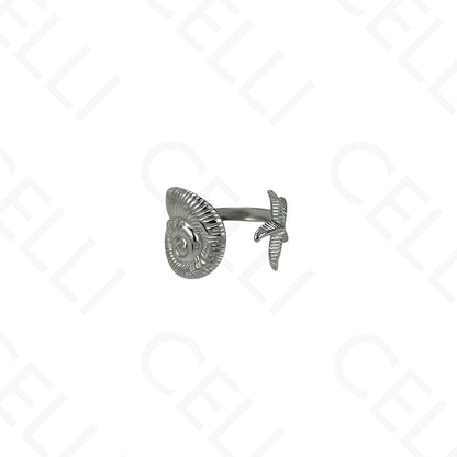 Anillo de Acero Ajustable - mini flor con brillante