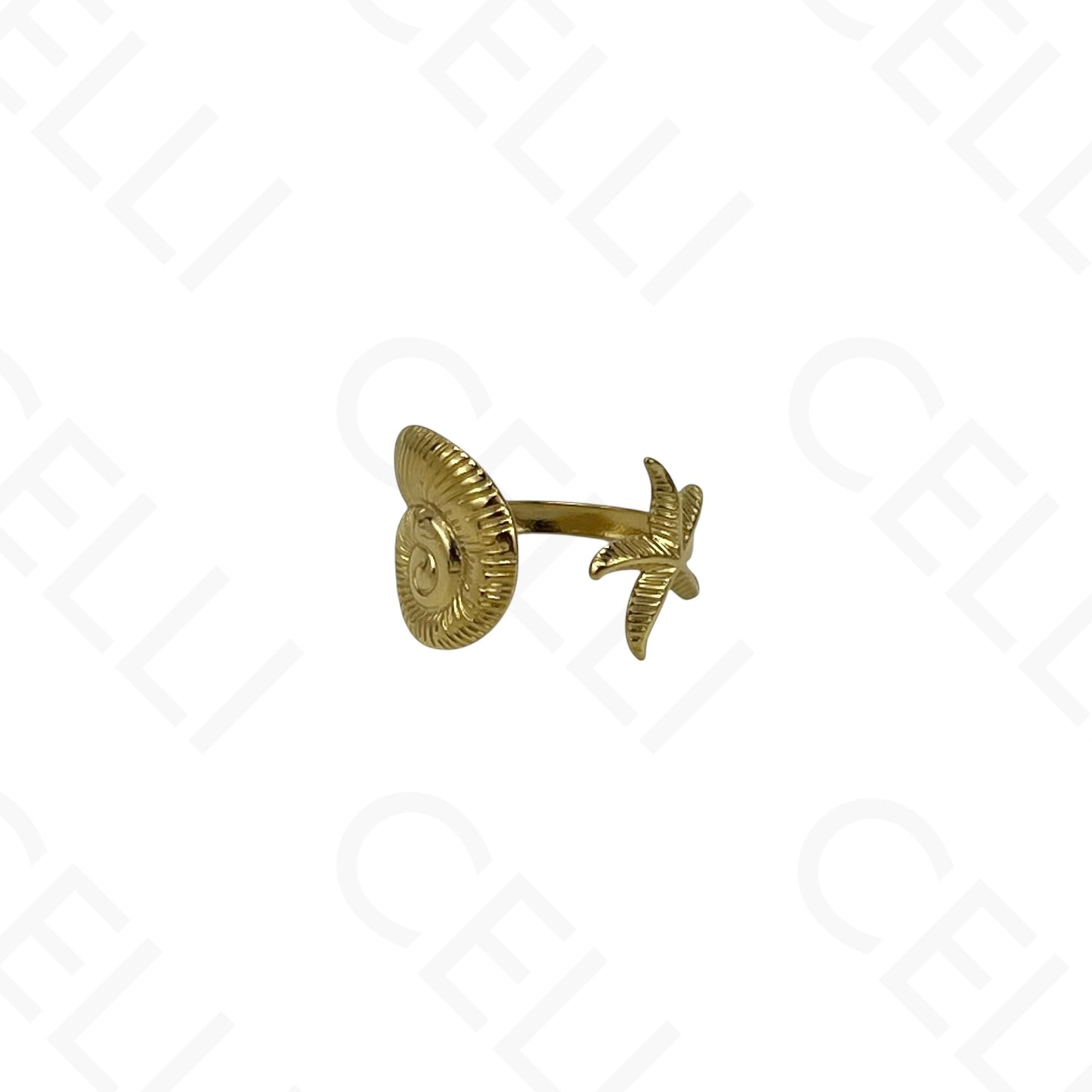 Anillo de Acero Ajustable - mini flor con brillante