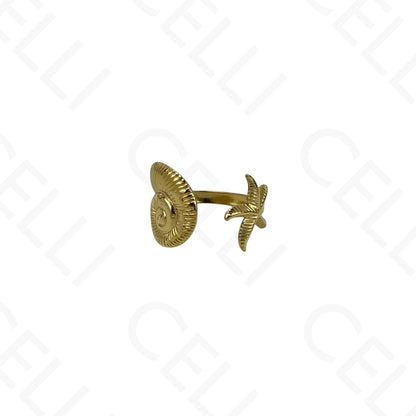 Anillo de Acero Ajustable - mini flor con brillante