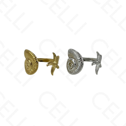 Anillo de Acero Ajustable - mini flor con brillante