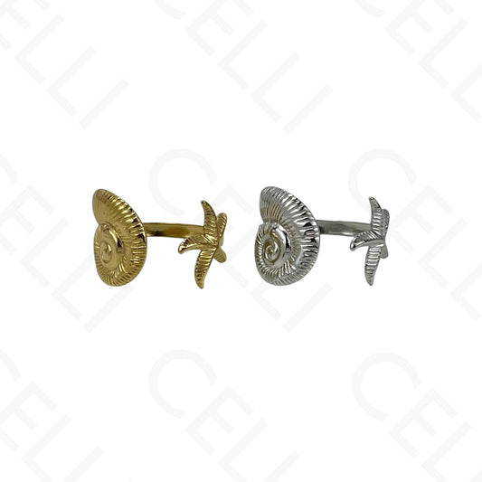 Anillo de Acero Ajustable - mini flor con brillante