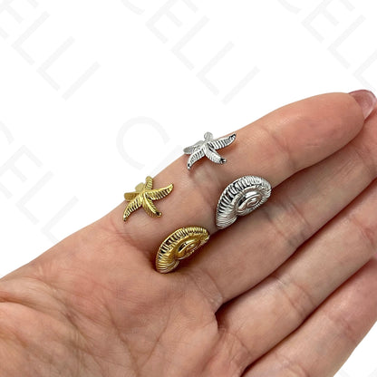Anillo de Acero Ajustable - mini flor con brillante