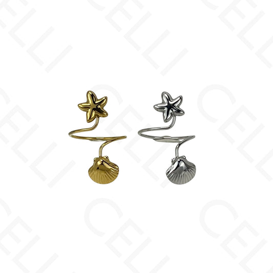 Anillo de Acero Ajustable - mini flor con brillante