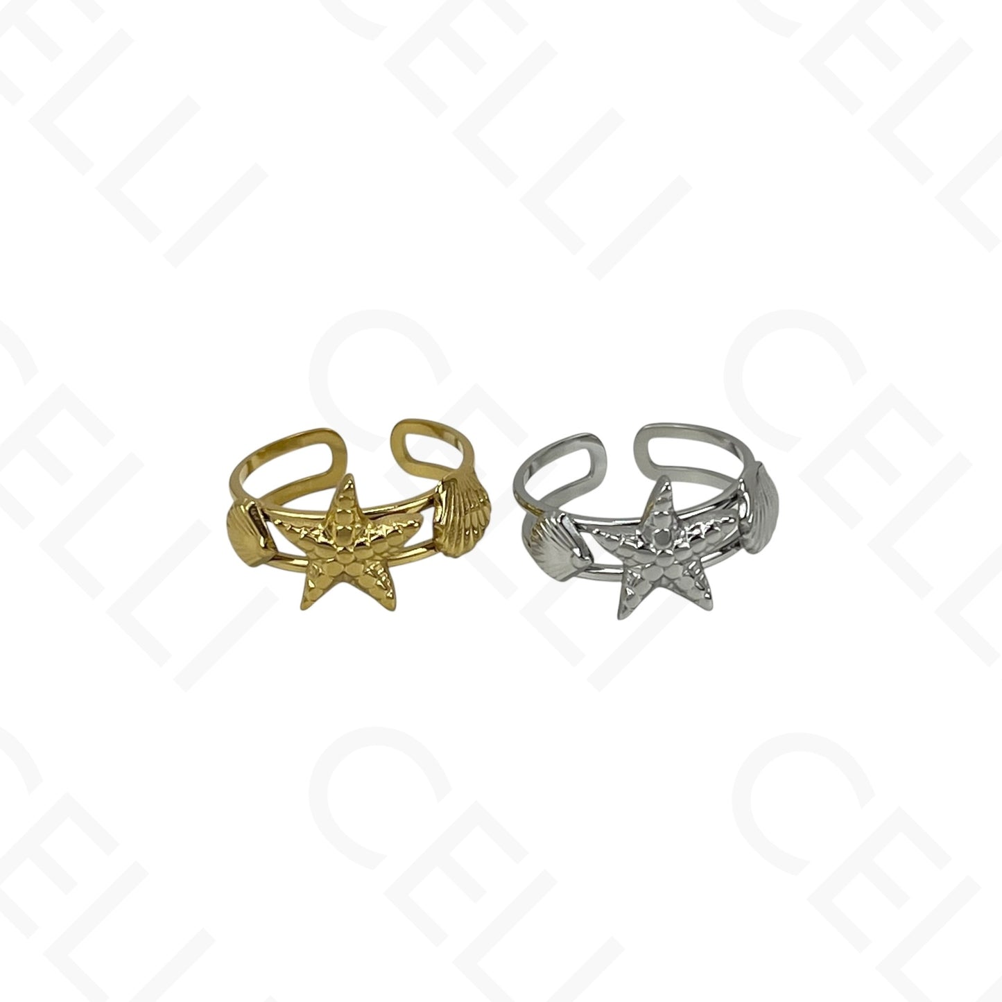 Adjustable Steel Ring - mini flower with brilliant