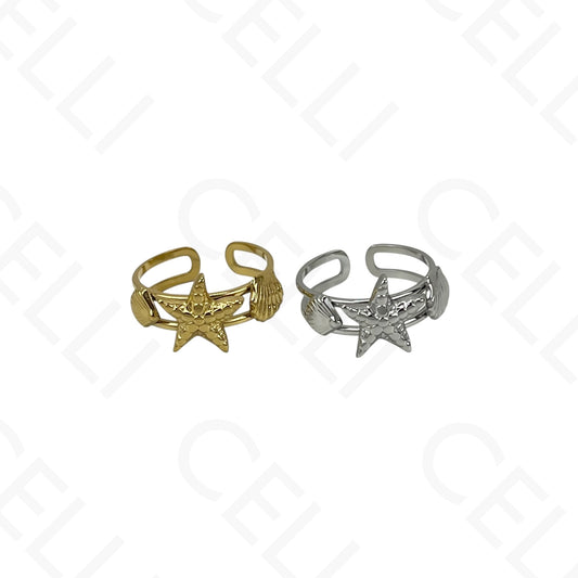 Anillo de Acero Ajustable - mini flor con brillante
