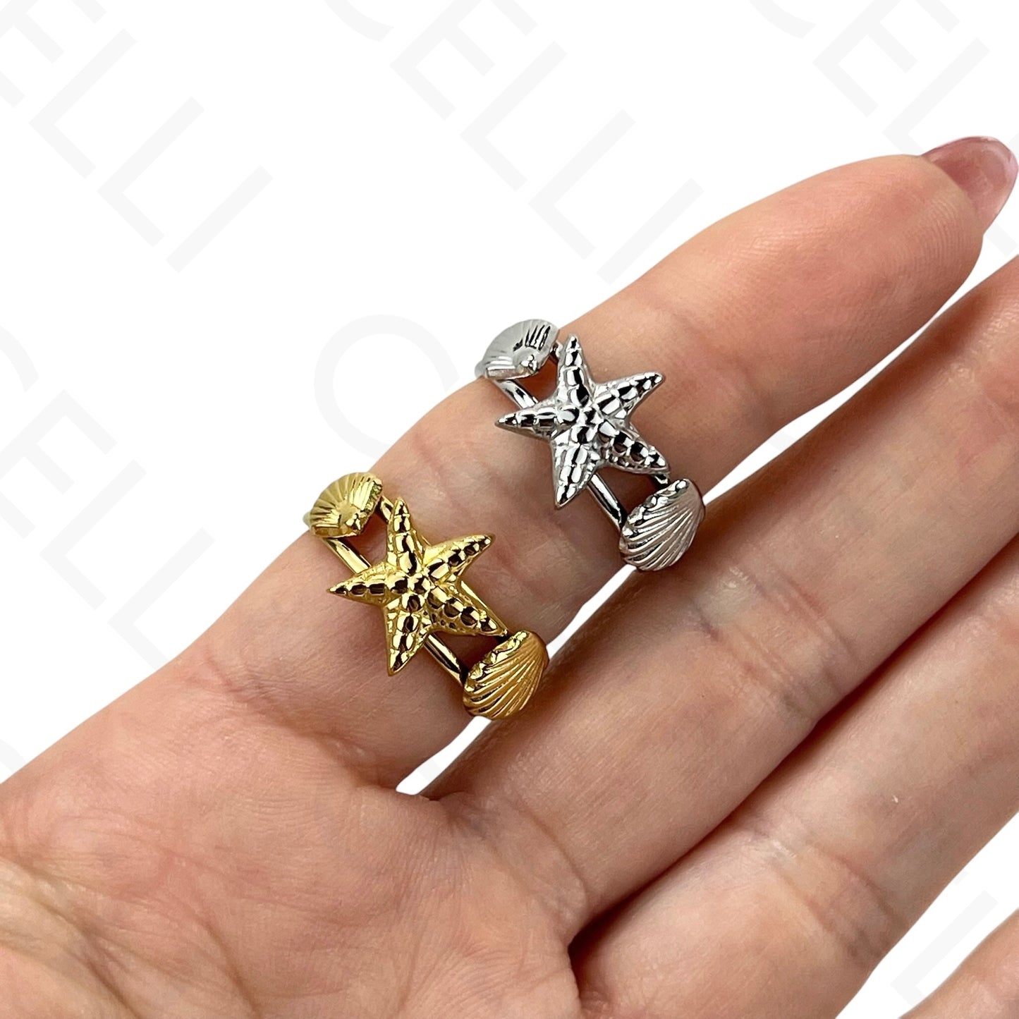 Adjustable Steel Ring - mini flower with brilliant