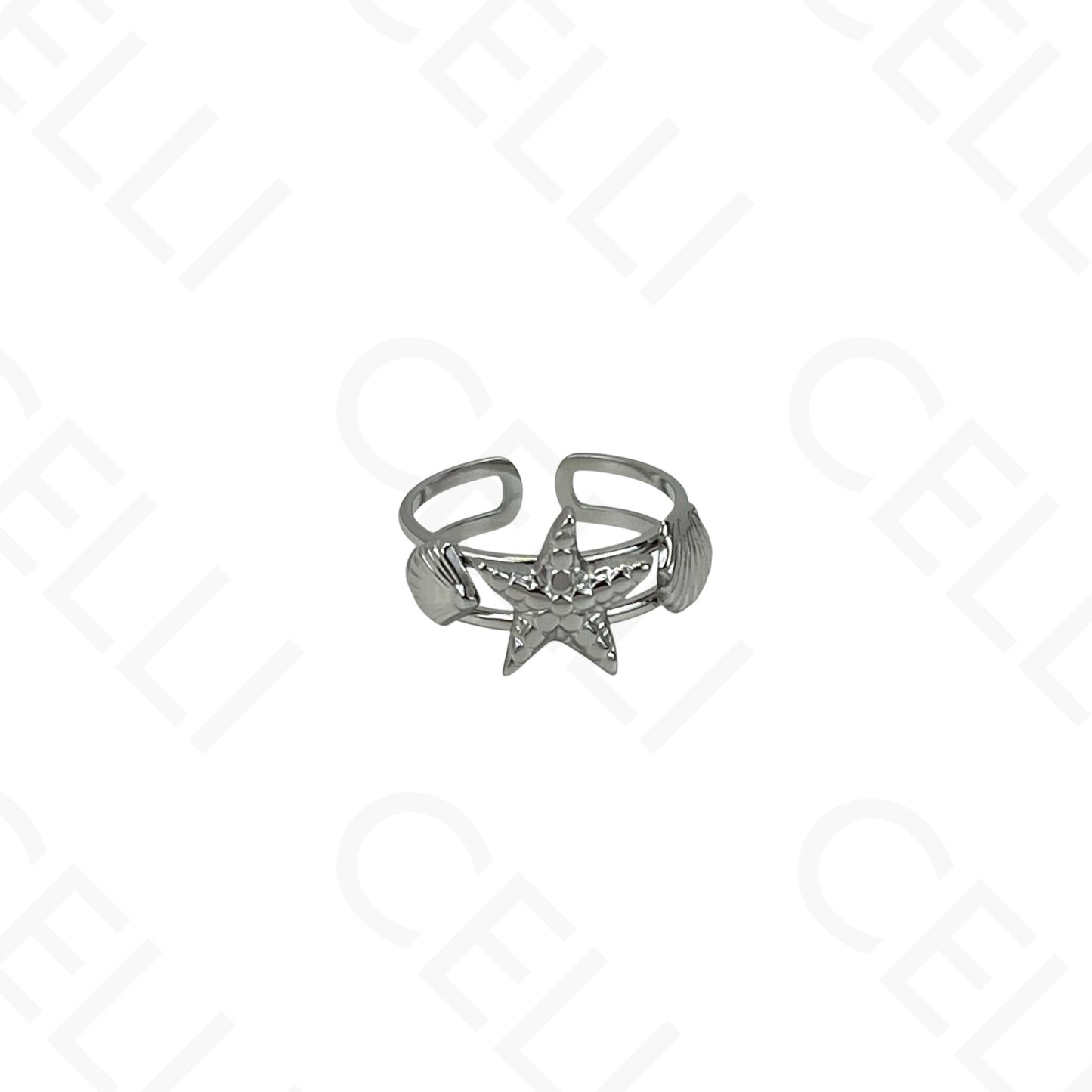 Adjustable Steel Ring - mini flower with brilliant