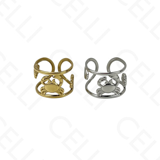 Anillo de Acero Ajustable - mini flor con brillante
