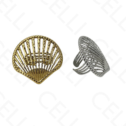 Adjustable Steel Ring - mini flower with brilliant