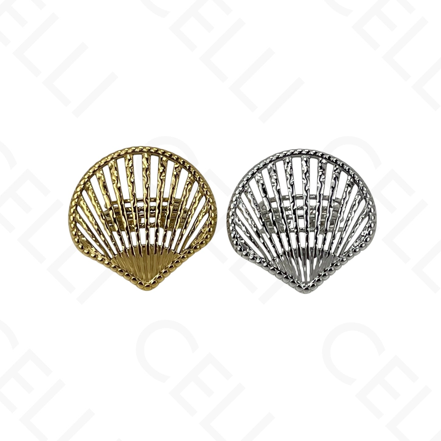Adjustable Steel Ring - mini flower with brilliant