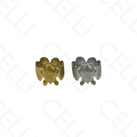 Anillo de Acero Ajustable - mini flor con brillante