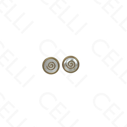 Steel Necklace/Earring/Bracelet - round with mother-of-pearl