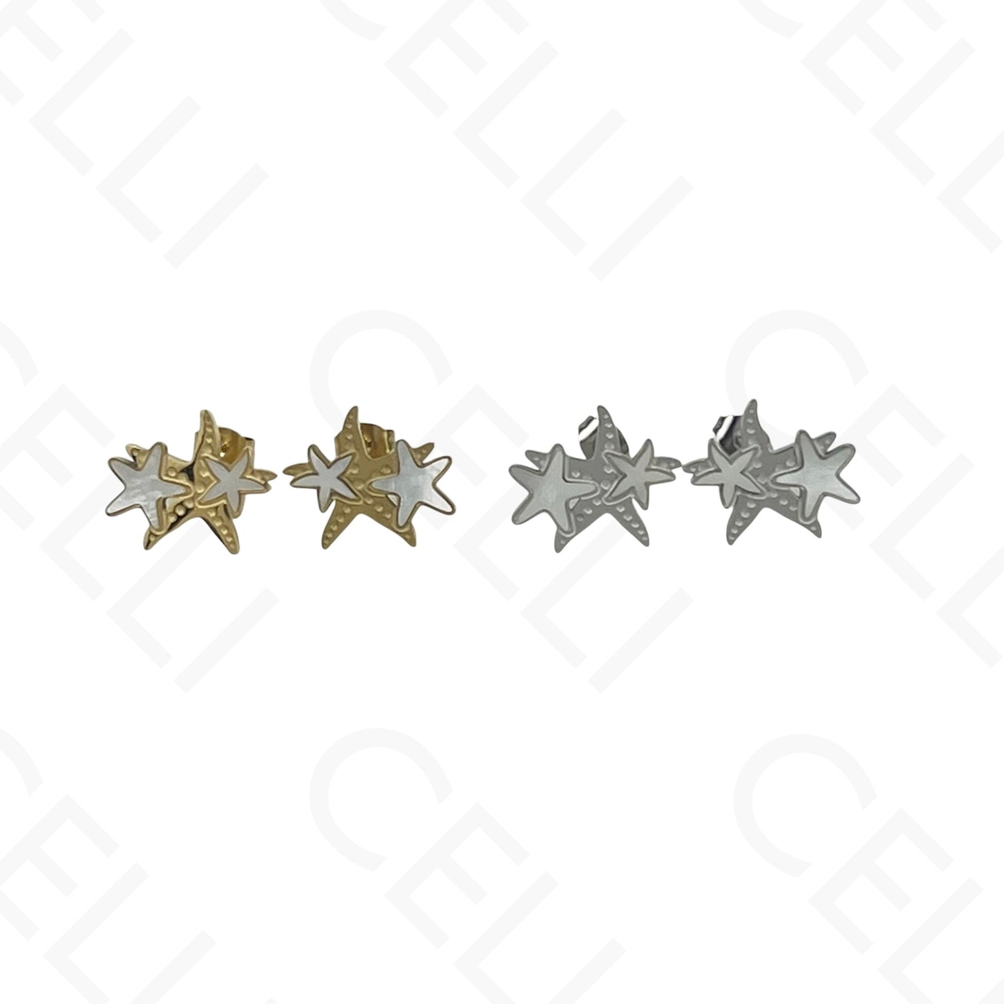 Steel Necklace/Earring/Bracelet - starfish with mother-of-pearl