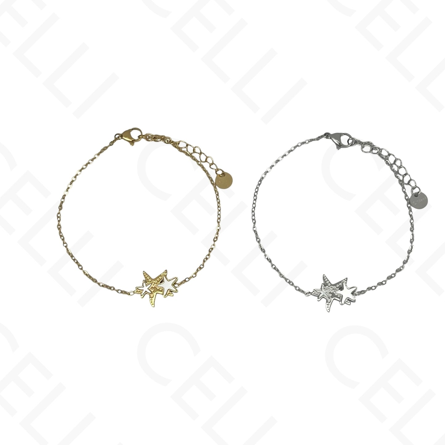Steel Necklace/Earring/Bracelet - starfish with mother-of-pearl